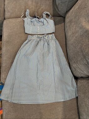 Blue and White Gingham Set